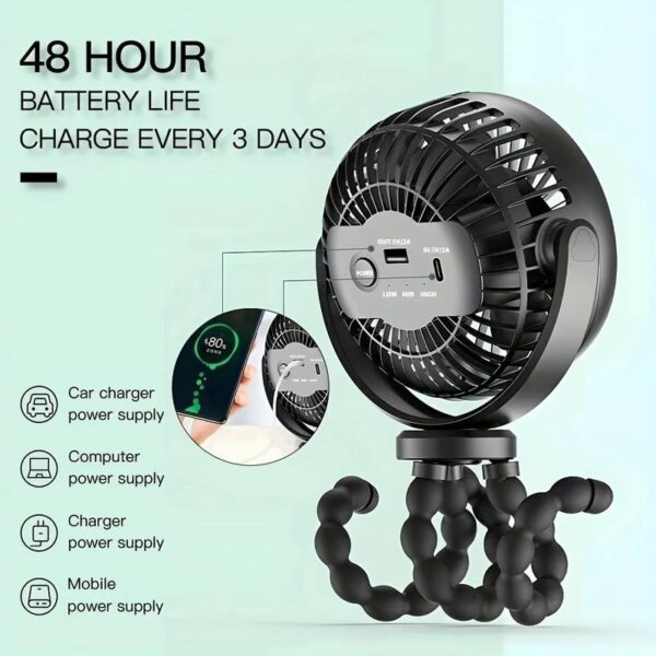 Portable Mini Handheld Fan with Flexible Tripod and Rechargeable Battery