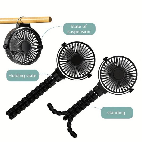 Portable Mini Handheld Fan with Flexible Tripod and Rechargeable Battery